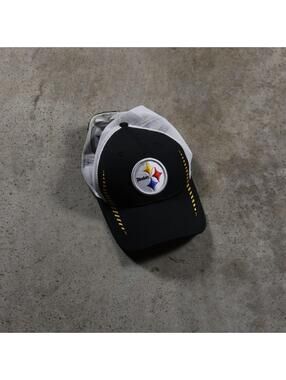 Pittsburgh Steelers New Era Hat S/M Black White Mesh NFL Stretch Fit Cap